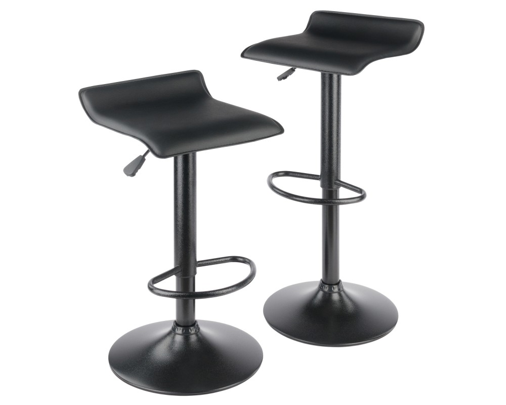 Obsidian 2-Pc Adjustable Swivel Stool Set, Black