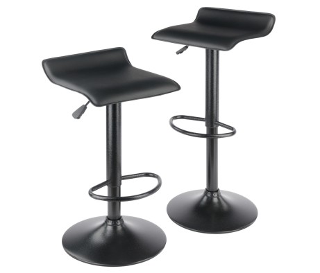 Obsidian 2-Pc Adjustable Swivel Stool Set, Black
