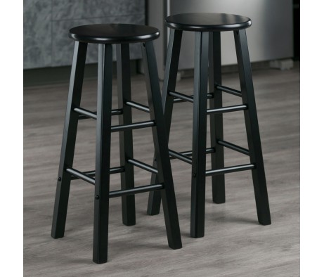Element 2-Pc Square Leg Bar Stool Set, Black