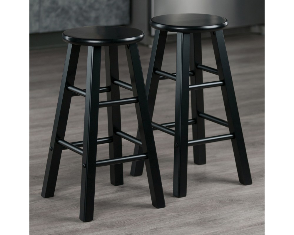 Element 2-Pc Square Leg Counter Stool Set, Black