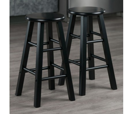 Element 2-Pc Square Leg Counter Stool Set, Black