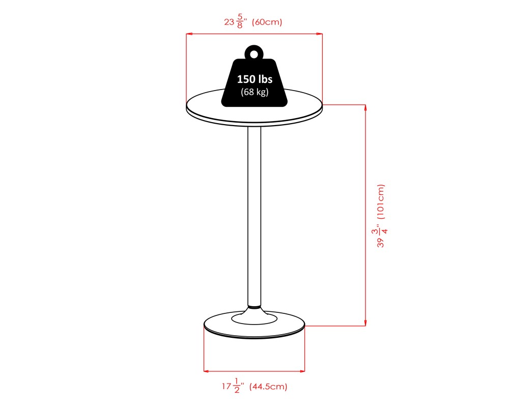 Obsidian 3-Pc Round Bar Height Table with 2 Adjustable Air Lift Stools, Black