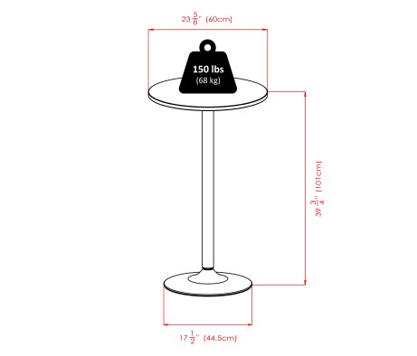 Obsidian 3-Pc Round Bar Height Table with 2 Adjustable Air Lift Stools, Black
