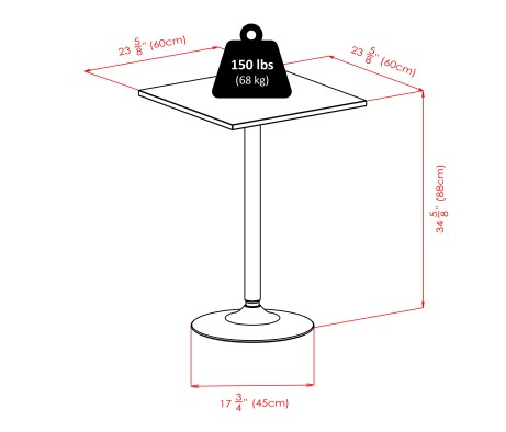 Obsidian 3-Pc Square Counter Height Table with 2 Square Leg Counter Stools, Black