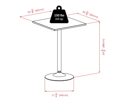 Obsidian 3-Pc Square Counter Height Table with 2 Adjustable Air Lift Stools, Black