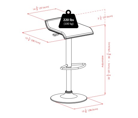 Obsidian 3-Pc Square Counter Height Table with 2 Adjustable Air Lift Stools, Black