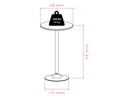 Obsidian 3-Pc Round Bar Height Table with 2 Square Leg Bar Stools, Black