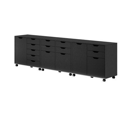 Halifax 3-Pc Cabinet Set with File Drawer, Black Finish