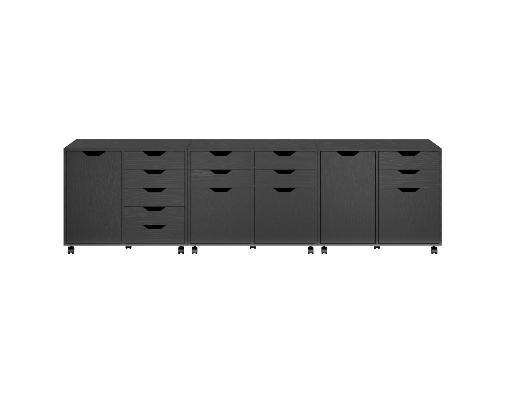 Halifax 3-Pc Cabinet Set with File Drawer, Black Finish