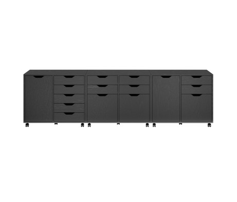 Halifax 3-Pc Cabinet Set with File Drawer, Black Finish