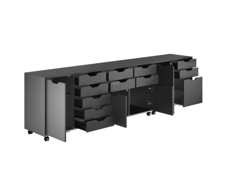 Halifax 3-Pc Cabinet Set with File Drawer, Black Finish