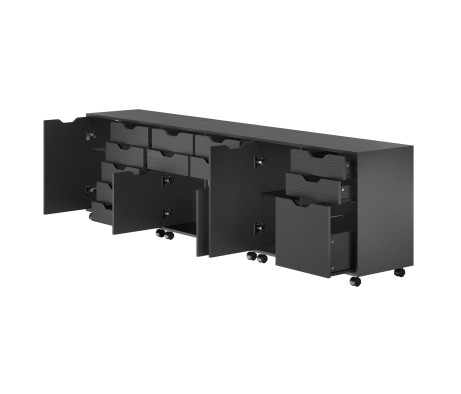 Halifax 3-Pc Cabinet Set with File Drawer, Black Finish