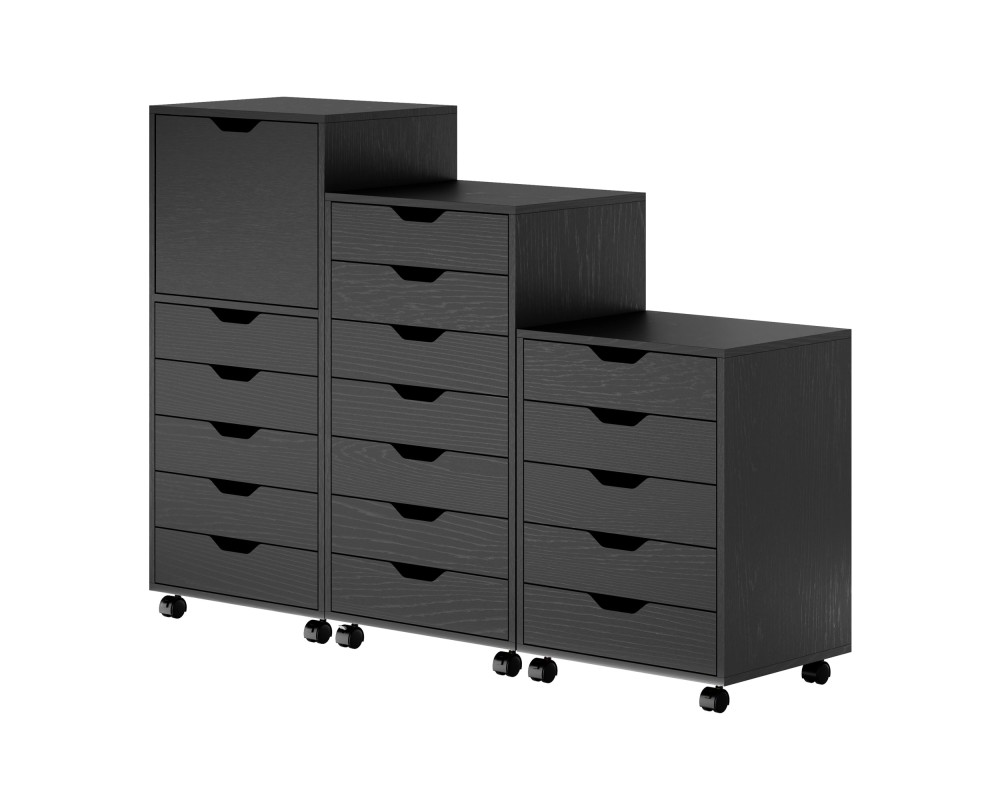 Halifax 3-Pc Multi-Drawer Storage Cabinet Set, Black