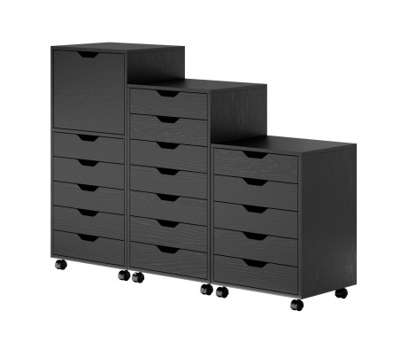 Halifax 3-Pc Multi-Drawer Storage Cabinet Set, Black
