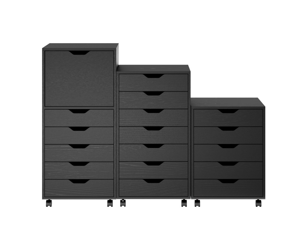 Halifax 3-Pc Multi-Drawer Storage Cabinet Set, Black