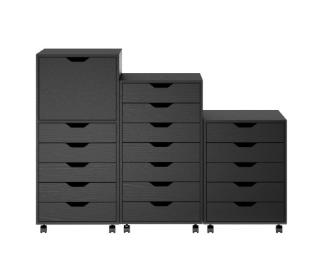 Halifax 3-Pc Multi-Drawer Storage Cabinet Set, Black