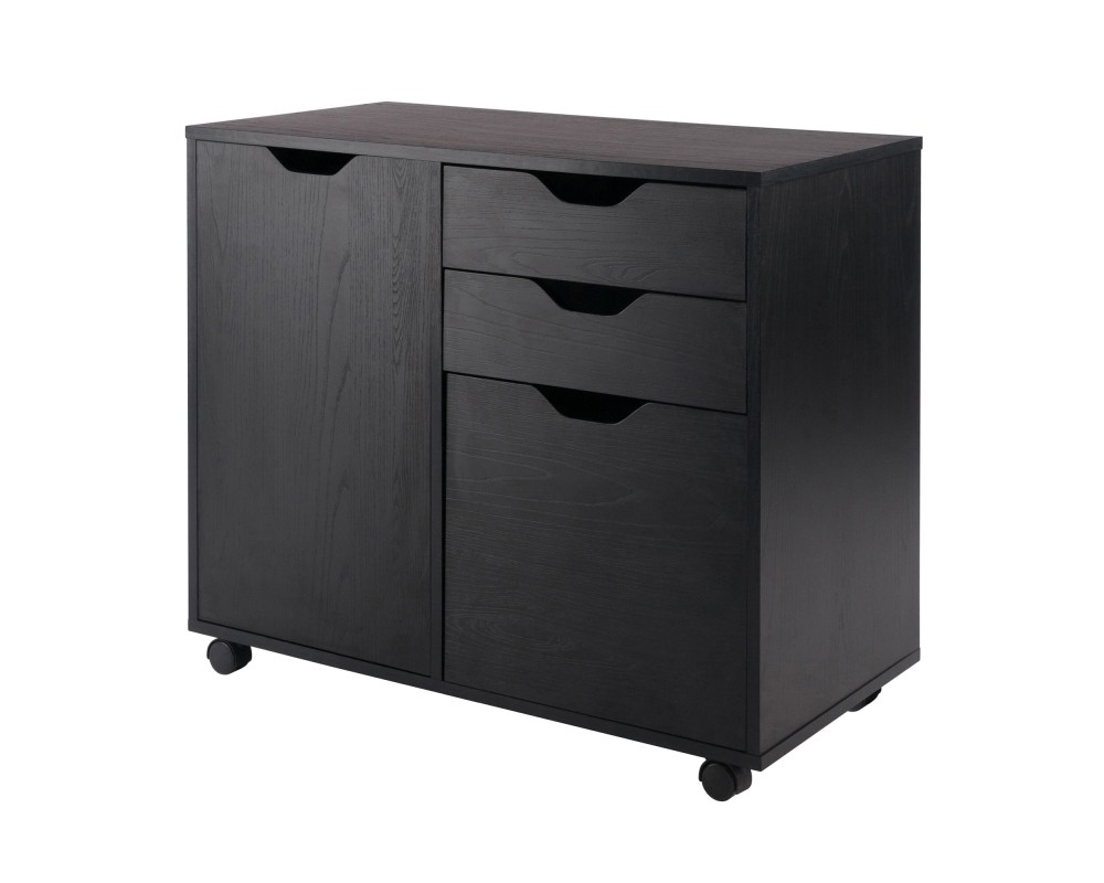 Halifax 2-Section Mobile Filing Cabinet, Black