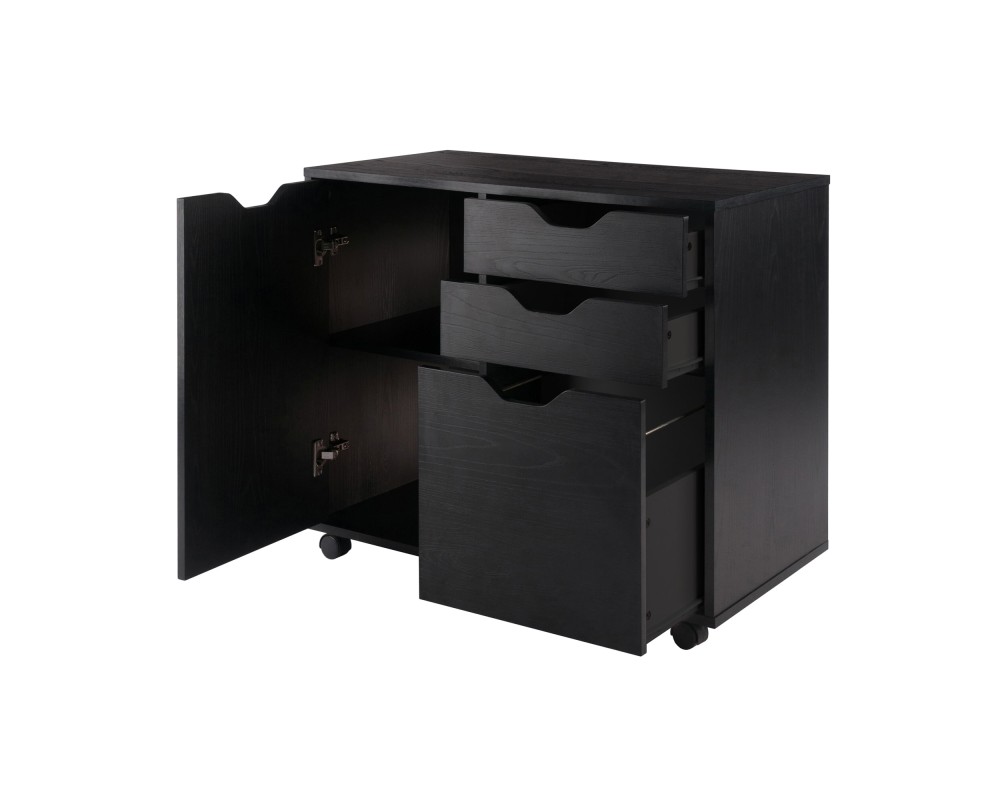 Halifax 2-Section Mobile Filing Cabinet, Black