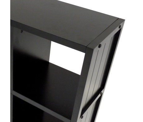 Timothy 5-Pc 2x2 Storage Shelf with 4 Foldable Fabric Baskets, Black and Chocolate