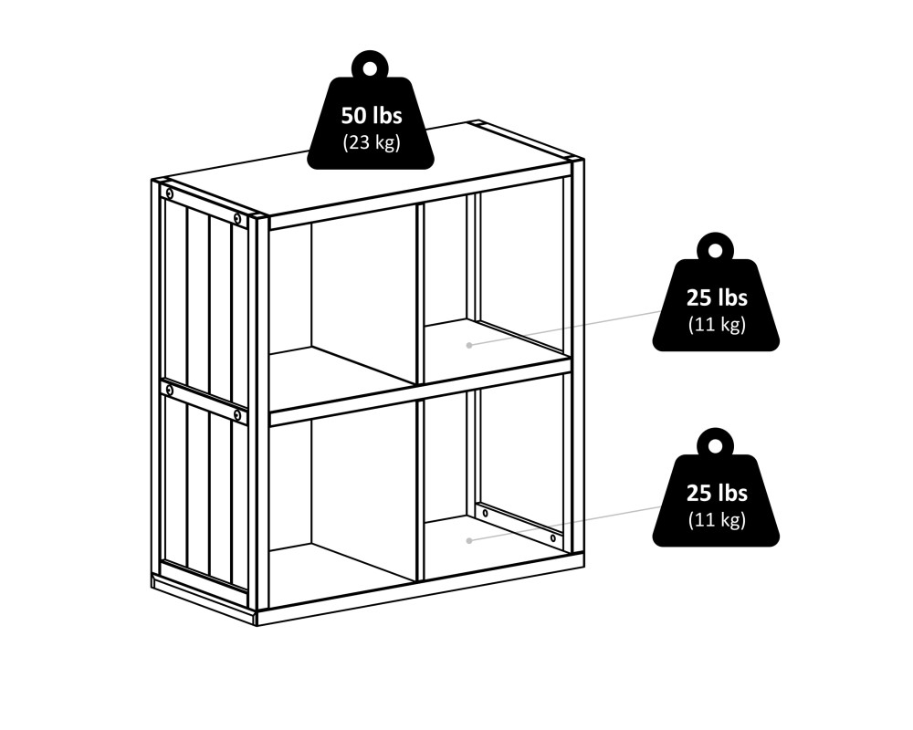 Timothy 5-Pc 2x2 Storage Shelf with 4 Foldable Fabric Baskets, Black and Chocolate