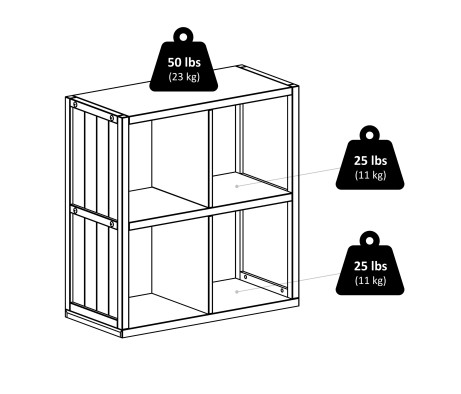 Timothy 5-Pc 2x2 Storage Shelf with 4 Foldable Fabric Baskets, Black and Chocolate