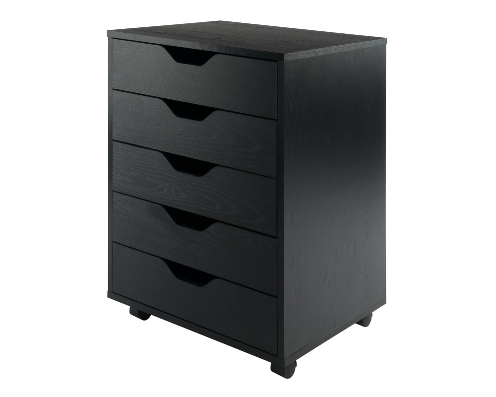 Halifax 5-Drawer Mobile Storage Cabinet, for Home Office, Bedroom, 26', Black