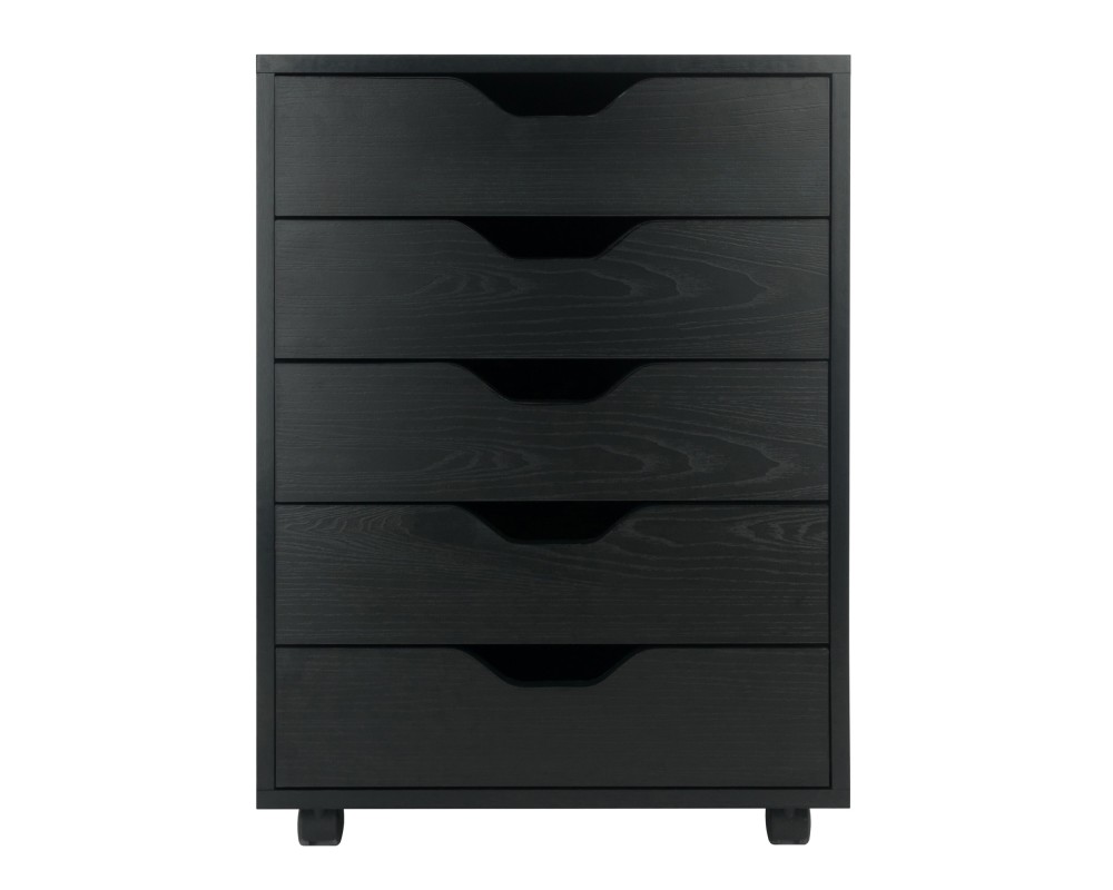 Halifax 5-Drawer Mobile Storage Cabinet, for Home Office, Bedroom, 26', Black