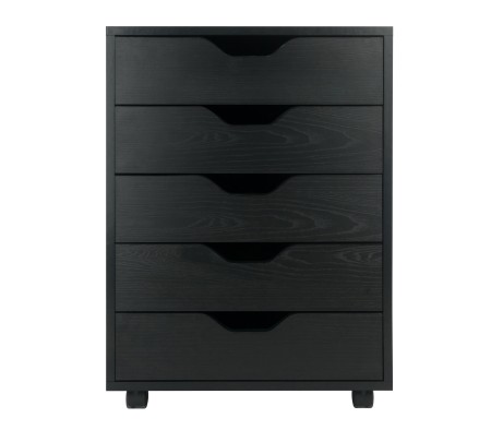 Halifax 5-Drawer Mobile Storage Cabinet, for Home Office, Bedroom, 26', Black