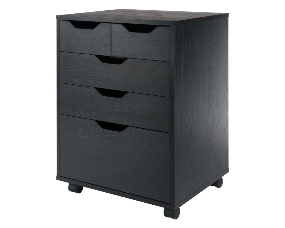 Winsome Halifax Bins & Drawers Mobile Storage Cabinet, for Home Office, Black