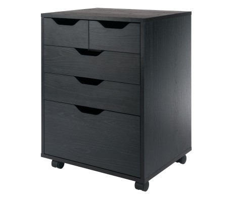 Winsome Halifax Bins & Drawers Mobile Storage Cabinet, for Home Office, Black