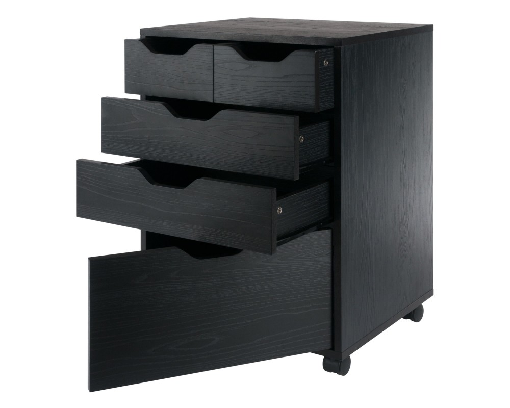 Winsome Halifax Bins & Drawers Mobile Storage Cabinet, for Home Office, Black