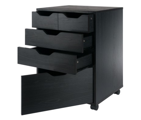 Winsome Halifax Bins & Drawers Mobile Storage Cabinet, for Home Office, Black