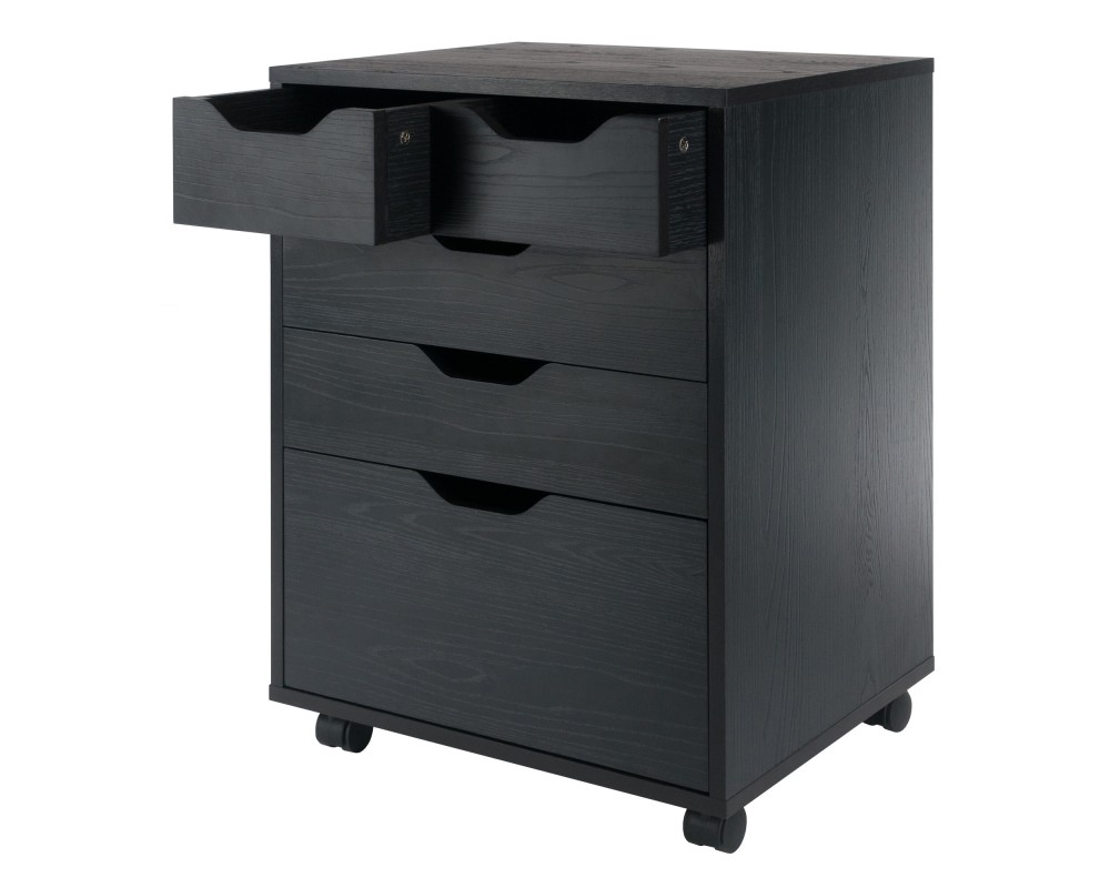 Winsome Halifax Bins & Drawers Mobile Storage Cabinet, for Home Office, Black