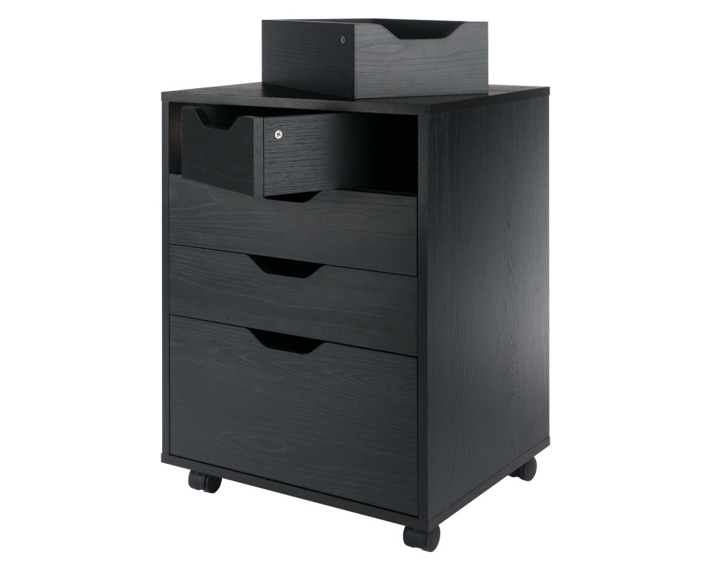 Winsome Halifax Bins & Drawers Mobile Storage Cabinet, for Home Office, Black