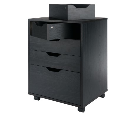Winsome Halifax Bins & Drawers Mobile Storage Cabinet, for Home Office, Black