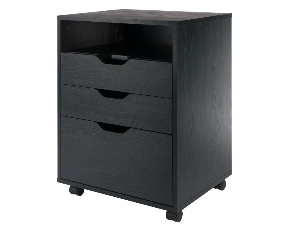 Winsome Halifax Bins & Drawers Mobile Storage Cabinet, for Home Office, Black