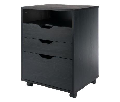 Winsome Halifax Bins & Drawers Mobile Storage Cabinet, for Home Office, Black