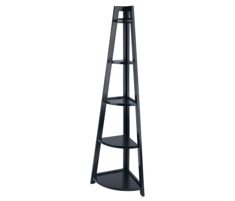 Adam 5-Tier A-Frame Corner Shelf, Black