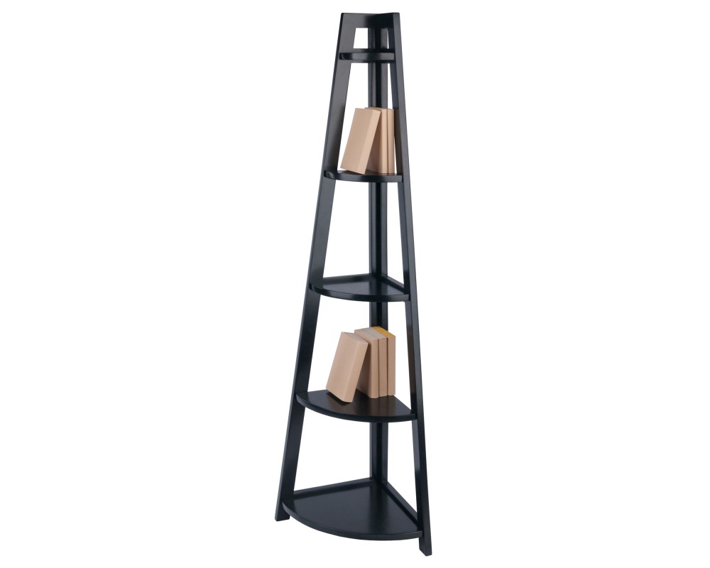 Adam 5-Tier A-Frame Corner Shelf, Black