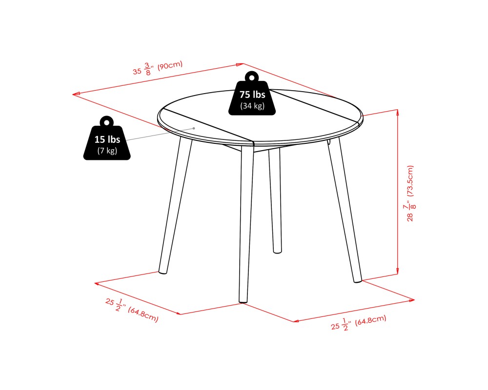 Moreno Extendable Round Dining Table with 4 Windsor Chairs, 35' Wide, Black