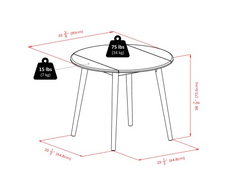Moreno Extendable Round Dining Table with 4 Windsor Chairs, 35' Wide, Black