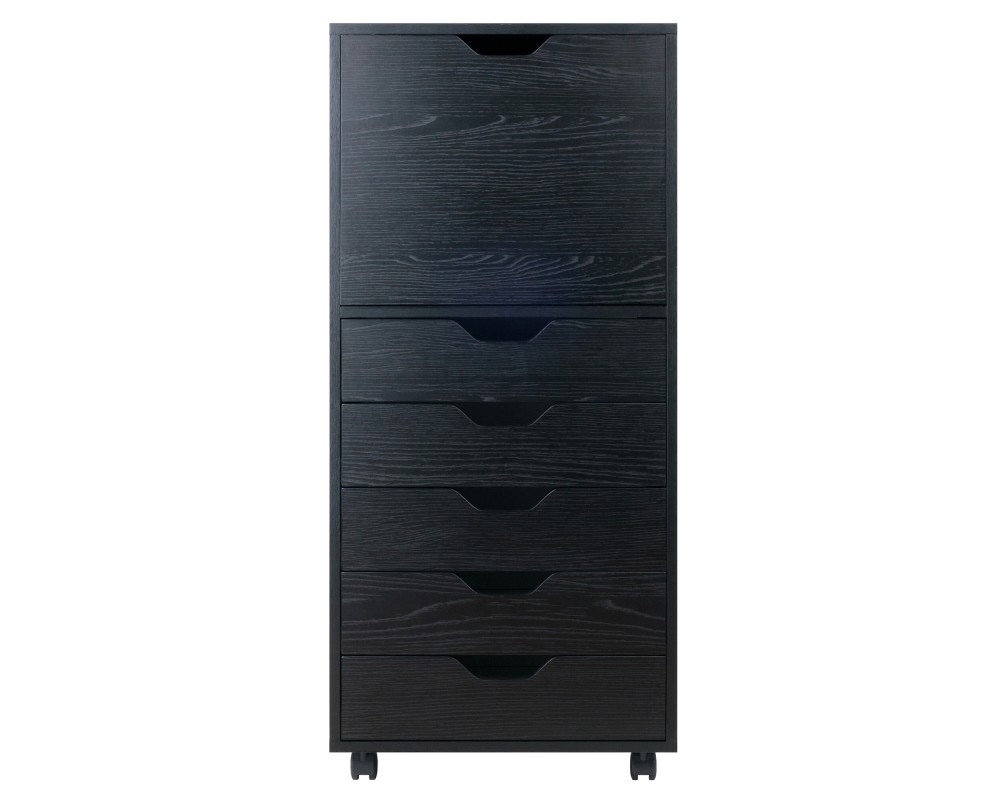 Halifax 5 Drawer High Mobile Storage Cabinet, for Living Room, Home Office, Black