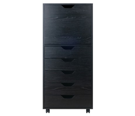 Halifax 5 Drawer High Mobile Storage Cabinet, for Living Room, Home Office, Black