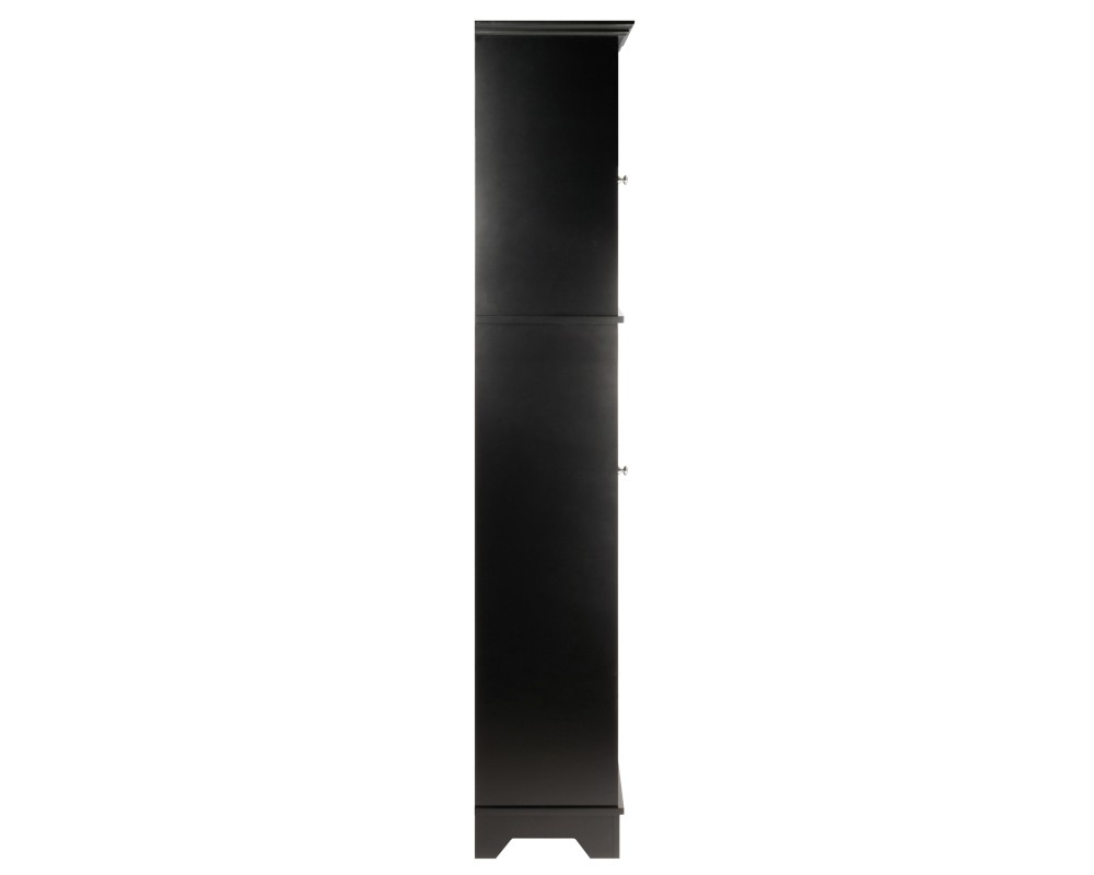 Wyatt 3-Pc Storage Cabinet with 2 Foldable Corn Husk Baskets, Black and Chocolate