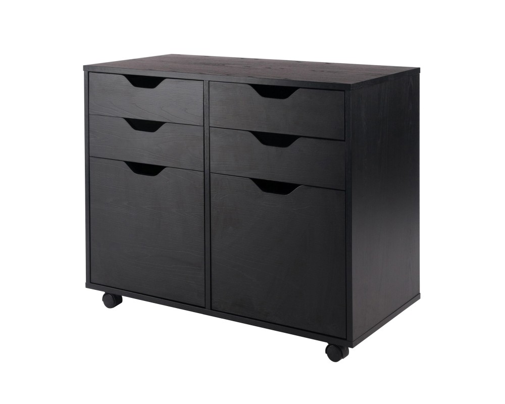 Halifax 2-Door, 4-Drawer Mobile Cabinet, Black