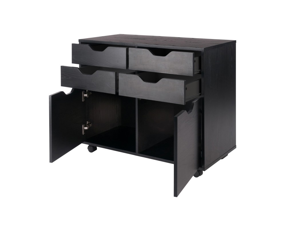 Halifax 2-Door, 4-Drawer Mobile Cabinet, Black