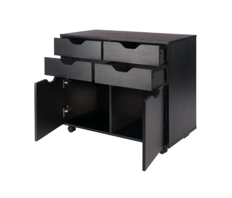 Halifax 2-Door, 4-Drawer Mobile Cabinet, Black