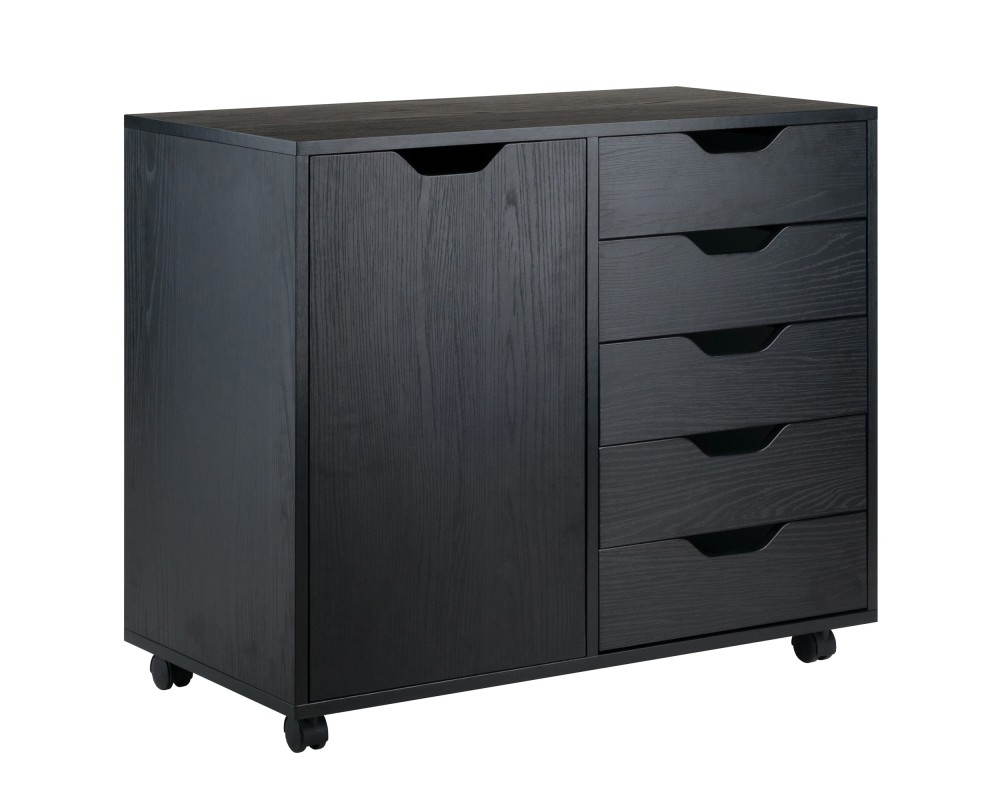 Halifax 5-Drawer, Side Storage Mobile Cabinet 20630, Black