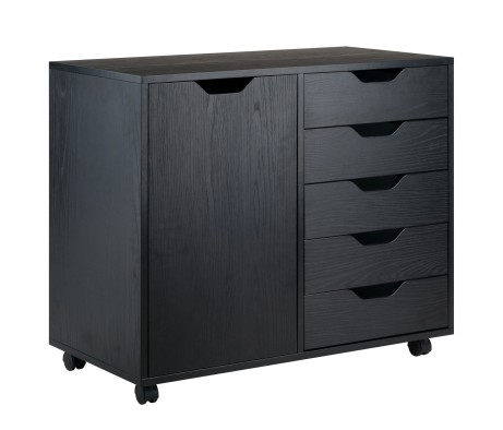 Halifax 5-Drawer, Side Storage Mobile Cabinet 20630, Black