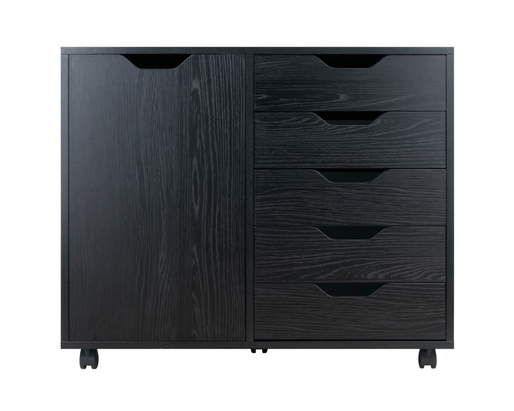 Halifax 5-Drawer, Side Storage Mobile Cabinet 20630, Black